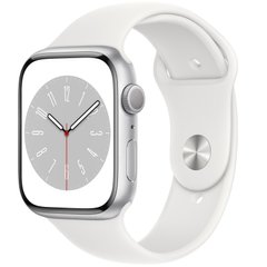 Apple Watch Series 8 GPS 45mm Silver Aluminum Case with White Sport Band S/M (MP6P3)