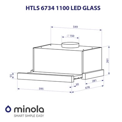 Витяжка Minola HTLS 6734 BL 1100 LED GLASS