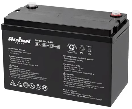 Аккумулятор гелевой Rebel 12v,100h/20HR (BAT0416) (Открытая упаковка)