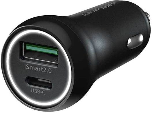 Автомобільний зарядний пристрій RavPower USB Car Charger USB/USB-C 36W Black (RP-PC091)