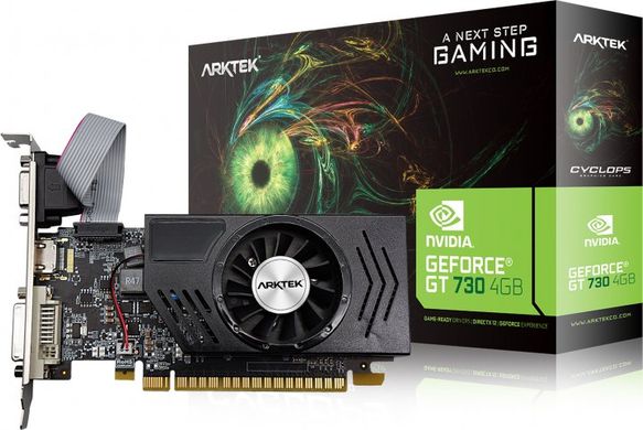 Видеокарта Arktek PCI-Ex GeForce GT 730 4GB DDR3 (128bit) (700/1333) (VGA, DVI, HDMI) (AKN730D3S4GL1)