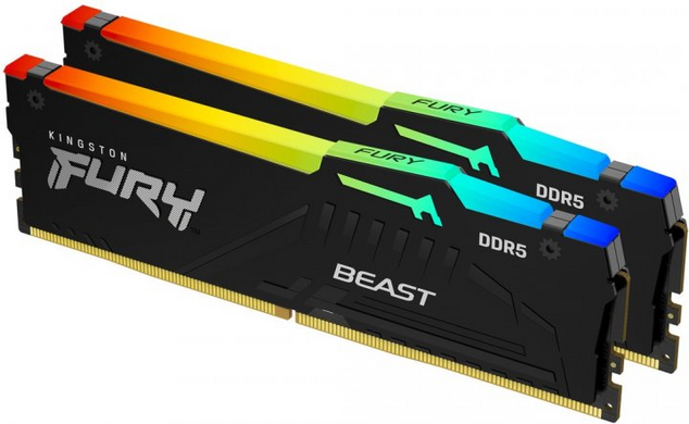Оперативна пам'ять Kingston FURY DDR5-5600 32768MB PC5-44800 (Kit of 2x16384) Beast RGB Black (KF556C40BBAK2-32)