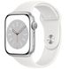 Apple Watch Series 8 GPS 45mm Silver Aluminum Case with White Sport Band S/M (MP6P3)