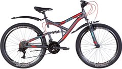 Велосипед ST 26" Discovery Canyon AM2 Vbr с крылом Pl 2022 (темно-серый с красным и голубым (м)) (OPS-DIS-26-450)
