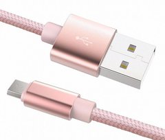 Кабель Rock Metal Charge & Sync round micro cable 1M Rose Gold