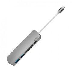 Хаб WIWU Adapter T2 Plus USB-C to USB-C+microSD+SD+2xUSB3.0 HUB Gray (TCH02-PDGR)