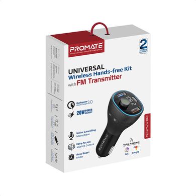 Bluetooth FM-трансмитер Promate Powertune-38w Black (powertune-38w.black)