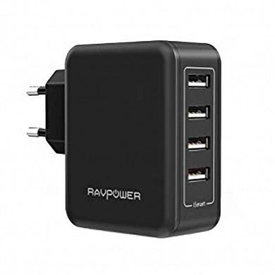 Мережевий зарядний пристрій RavPower USB Wall Charger 4xUSB 40W Black (RP-PC026BK)