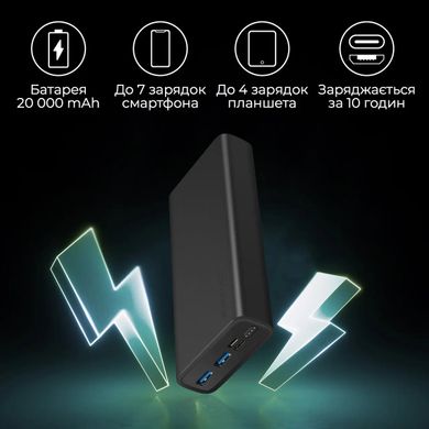 Универсальная мобильная батарея Promate Bolt-20 Black 20000mAh (bolt-20.black)