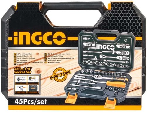 Набір інструментів Ingco Industrial 1/4" 45 предметів (HKTS14451)