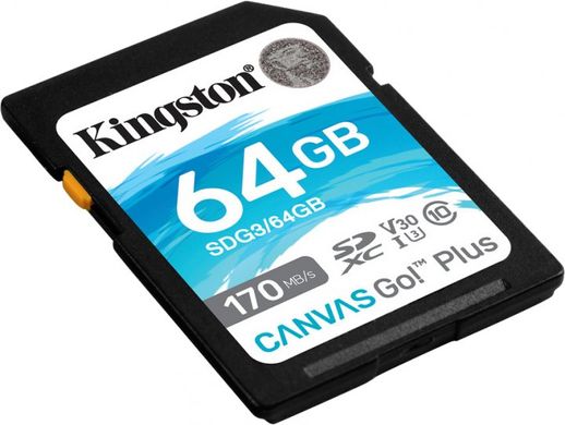 Карта пам'яті Kingston SDXC 64GB Canvas Go! Plus Class 10 UHS-I U3 V30 (SDG3/64GB)