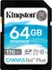 Карта памяти Kingston SDXC 64GB Canvas Go! Plus Class 10 UHS-I U3 V30 (SDG3/64GB)