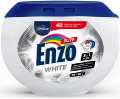 Капсулы для стирки белых вещей Deluxe Enzo Elite White 3в1 40 штук