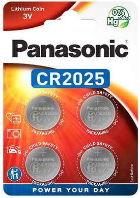 Батарейка Panasonic литиевая CR2025 блистер 4 шт (CR-2025EL/4B)