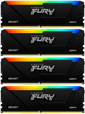 Оперативная память Kingston FURY Beast RGB Black DDR5-5200 128Gb (4x32Gb) CL40-40-40 1.25V XMP (KF552C40BBAK4-128)