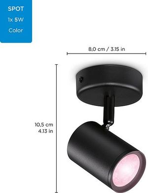 Розумний накладний точковий світильник WiZ IMAGEO Spots 1x5W 2200-6500K RGB Wi-Fi Black (929002659001)