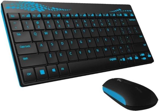 Комплект (клавіатура, мишка) безпровідний Rapoo 8000 Black/Blue USB