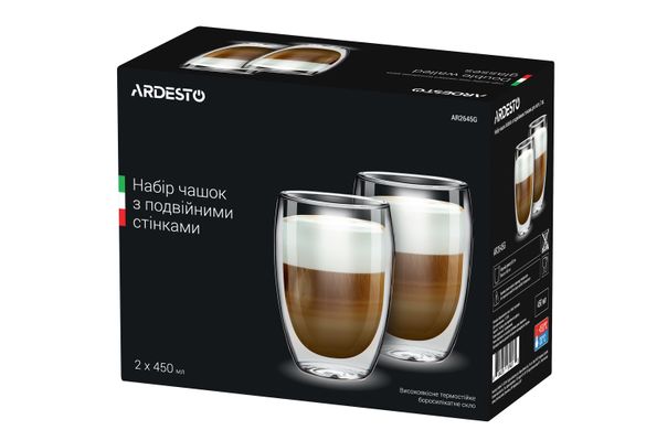 Набор чашек Ardesto с двойными стенками (AR2645G)