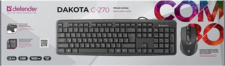 Клавиатура + Мышка Defender Dakota C-270 UA Black (45271)