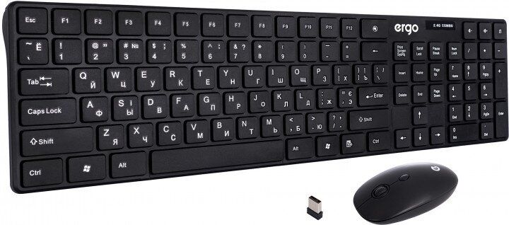 Комплект (клавіатура, миша) Ergo KM-110 WL Black