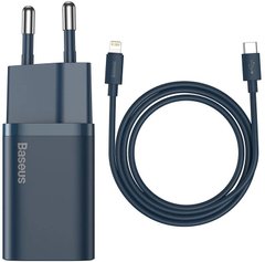 Сетевое зарядное устройство Baseus Super Si Quick Charger 20W Sets Blue + Type-C to Lightning (TZCCSUP-B03)