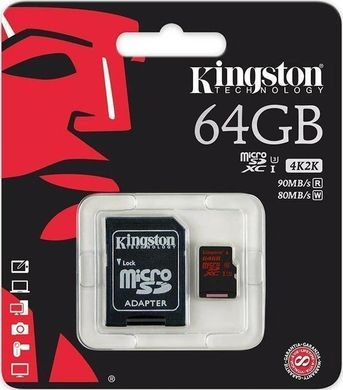 Карта пам'яті Kingston microSDHC / SDXC UHS-I U3 90R / 80W 64Gb