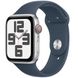 Apple Watch SE 2 GPS + Cellular 44mm Silver Aluminum Case with Storm Blue Sport Band - M/L (MRHH3)