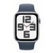 Apple Watch SE 2 GPS + Cellular 44mm Silver Aluminum Case with Storm Blue Sport Band - M/L (MRHH3)