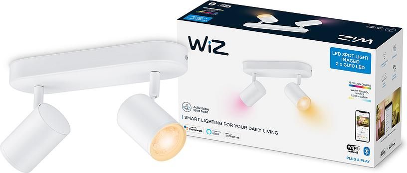 Розумний накладний точковий світильник WiZ IMAGEO Spots 2x5W 2200-6500K RGB Wi-Fi White (929002658801)