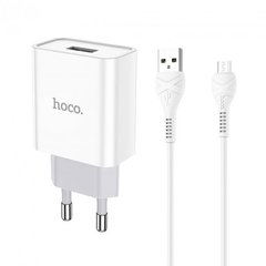 Мережевий зарядний пристрій HOCO C81A Asombroso single port charger set(Micro) White