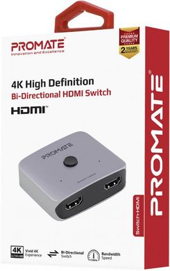 Комутатор Promate Switch-HDMI 4K 60Hz Silver (switch-hdmi.silver)