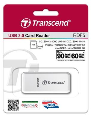 Кардридер Transcend USB 3.0 White (TS-RDF5W)