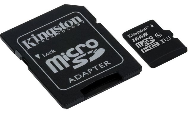 Карта памяти Micro SD Kingston 16Gb Class 10 UHS-I Canvas Select+ad (R80/W10)