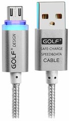 Кабель Golf GC-12M Braided with LED Micro cable 1m Silver