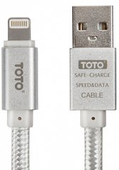 Кабель Toto TKG-27 Metal Braided Flat USB cable Lightning 1m Silver