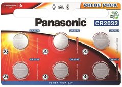 Батарейки Panasonic CR 2032 BLI 6 Lithium (CR-2032EL/6B)