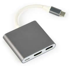 Адаптер-перехідник Cablexpert USB Type-C - HDMI/USB 3.0/USB Type-C (A-CM-HDMIF-02-SG)