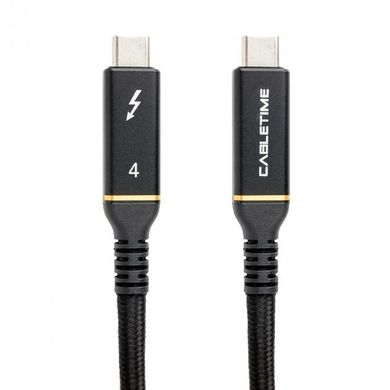 Кабель PowerPlant USB4, USB-C - USB-C, 40Gbps, 100W, 20V/ 5A, 8K/ 60HZ, 1м