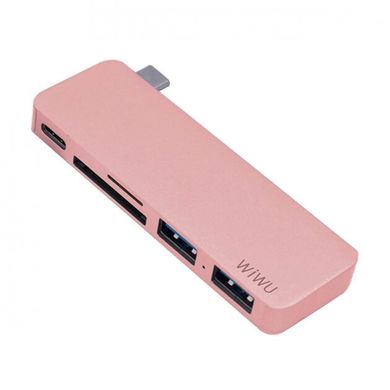 Хаб WIWU Adapter T6 USB-C to USB-C+SD+2xUSB3.0 HUB Rose Gold (TCH6RG)