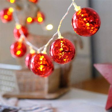 Линейная гирлянда ColorWay Christmas lights ball 6 см 20 LED 3 м USB Red (CW-MC-LB20U)