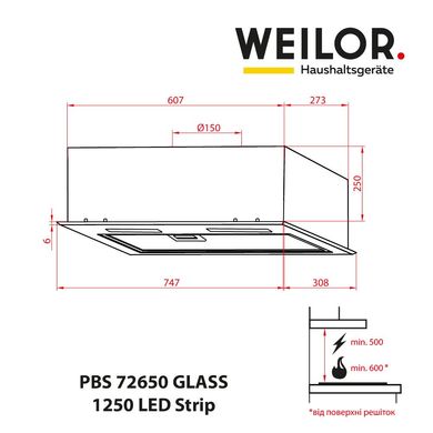 Витяжка вбудовувана Weilor PBS 72650 GLASS BG 1250 LED Strip
