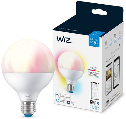 Розумна лампа WiZ E27 11W(75W 1055Lm) G95 2200-6500 RGB Wi-Fi (929002383902)