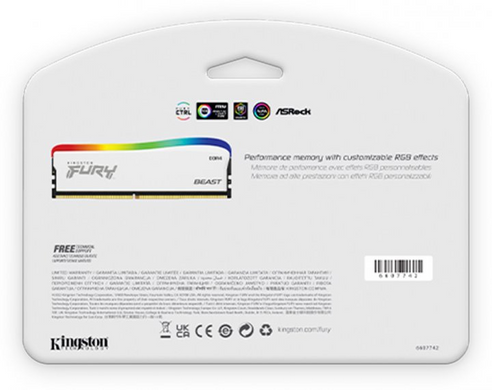 Оперативна пам'ять Kingston FURY 8 GB DDR4 3600 MHz Beast RGB Special Edition White (KF436C17BWA/8)