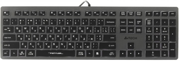 Клавіатура A4Tech Fstyler FX60 USB (Grey) White backlit