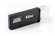Флешка USB3.0 64GB OTG GOODRAM OTN3 (Twin) Black (OTN3-0640K0R11)