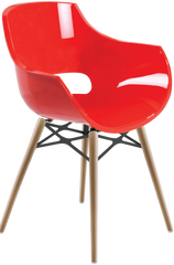 Кресло Papatya Opal-Wox красное, натуральный бук рама.