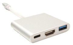 Кабель-перехідник PowerPlant USB Type-C - HDMI/USB Multiport Adapter для MacBook 12, 0.15м