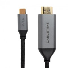 Кабель PowerPlant USB-C - HDMI, 4K, Ultra HD, V2.0, 1.8м