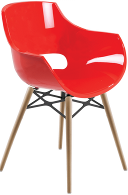 Кресло Papatya Opal-Wox красное, натуральный бук рама.