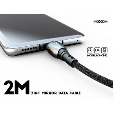 Кабель Moxom Lightining 4M Zinc alloy braided cable support QC3.0 fast charging (MX-CB44) black
